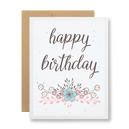 Plantable Greeting Card - Happy Birthday {floral sketch}