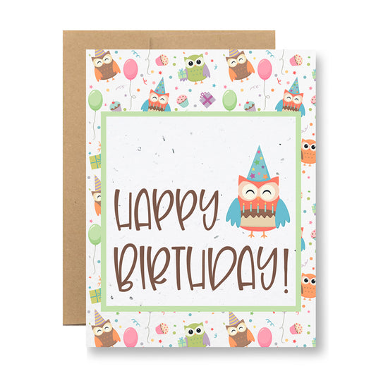 Plantable Greeting Card - Happy Birthday! {owl party}