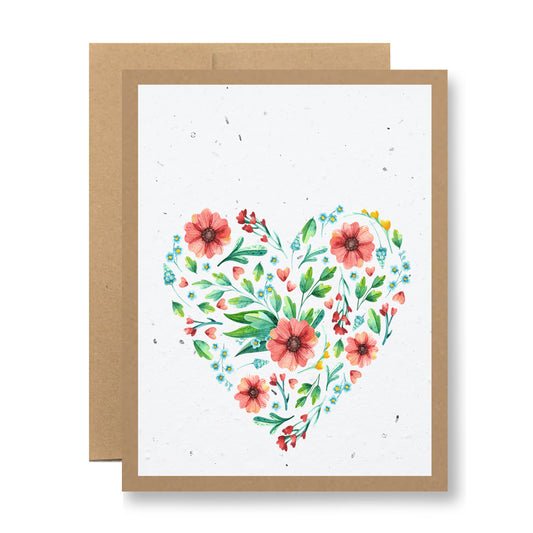 Plantable Greeting Card - {watercolor heart of flowers}