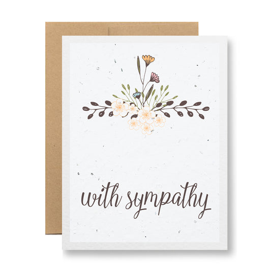 Plantable Greeting Card - With sympathy {floral sketch}