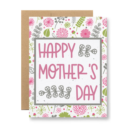 Plantable Greeting Card - Happy Mother's Day {pink and gray}