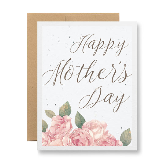 Plantable Greeting Card - Happy Mother's Day {pink roses}