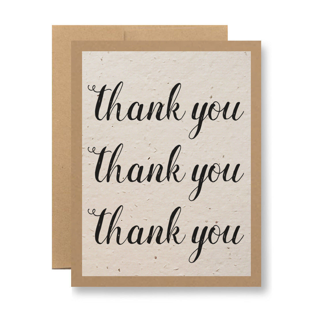 Plantable Greeting Card - Thank you, thank you, thank you