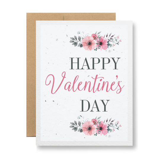 Plantable Greeting Card - Happy Valentine's Day {pink flowers}