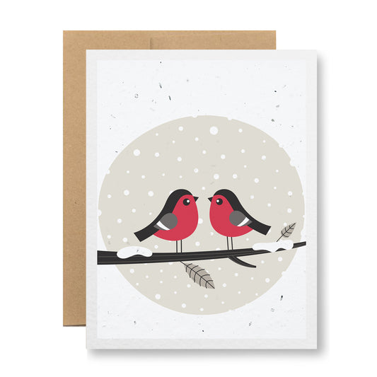 Plantable Greeting Card - {birds on a snowy branch}